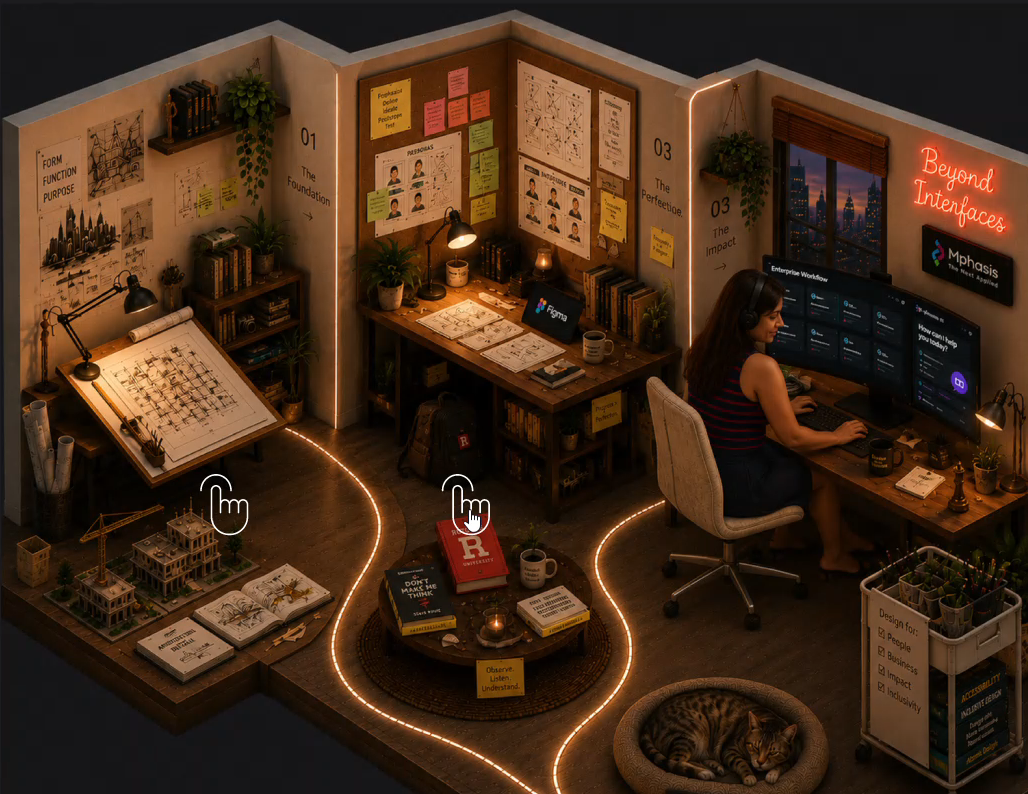 Isometric illustration of Shrivalli's studio