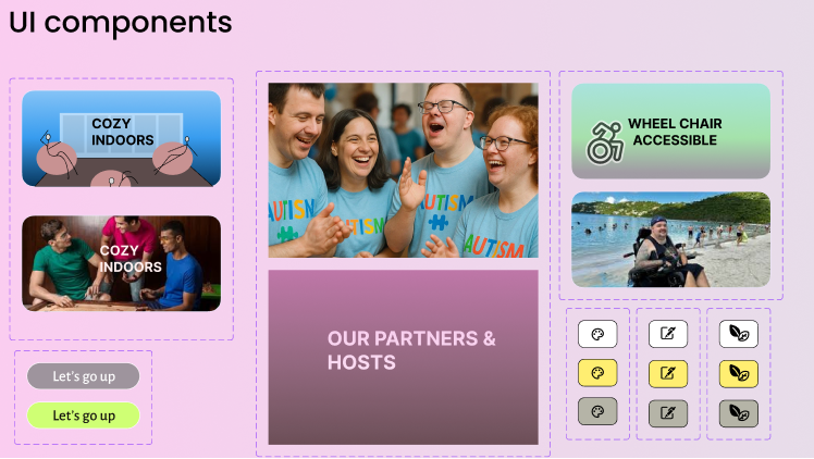 AutaEase UI components — cards, buttons, partner blocks and icon states