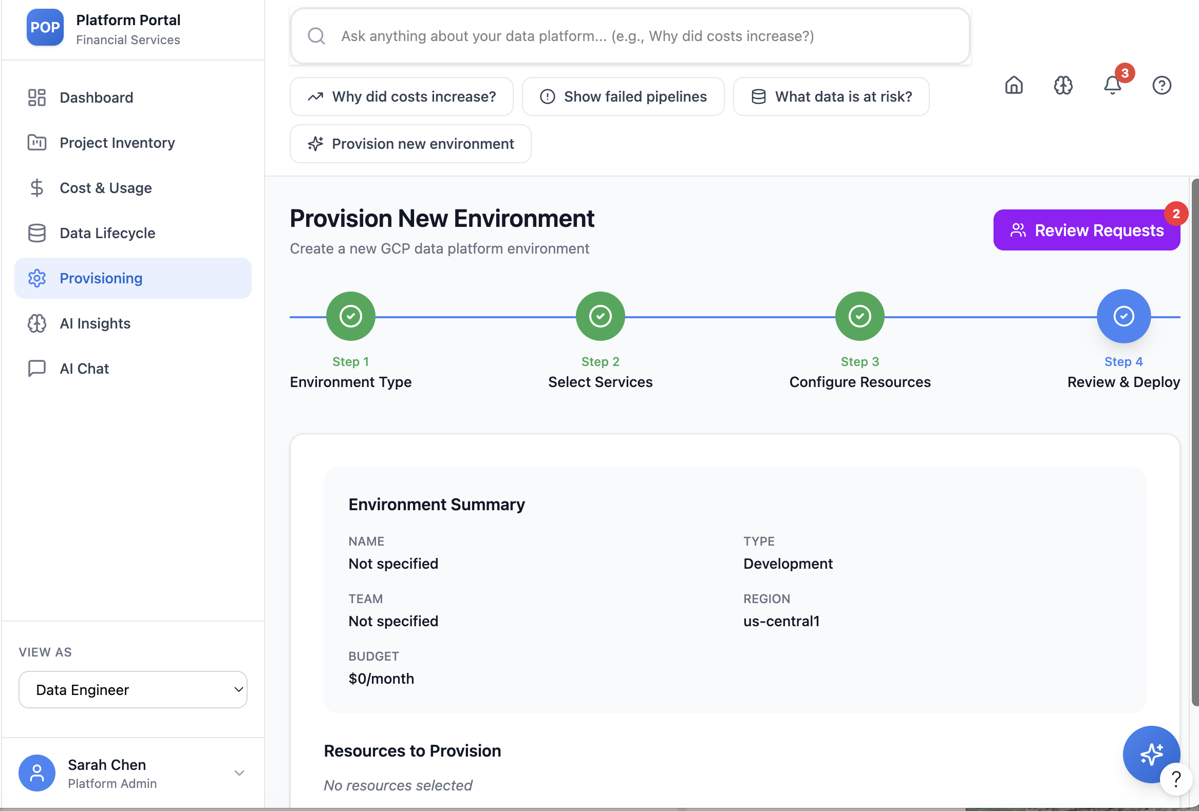Review and deploy summary with reviewer requests