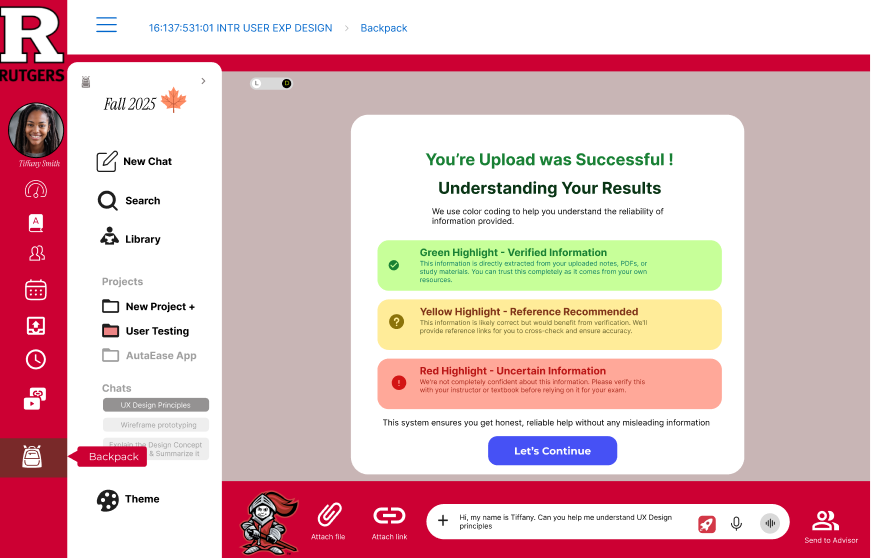 Upload successful — color-coded reliability of every result